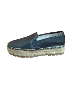 Black Slip-On Espadrille Platform Shoe - Jute Trim